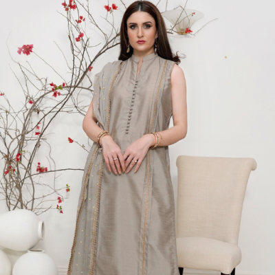 Maria B Raw Silk 2PC-7