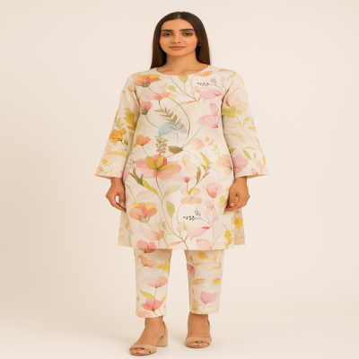Ethnic Lawn all over  2 pcs Shirt & Troser2