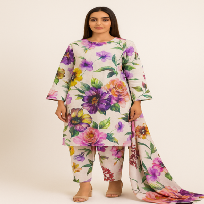 Ethnic Lawn  2 pcs  Shirt & Troser4
