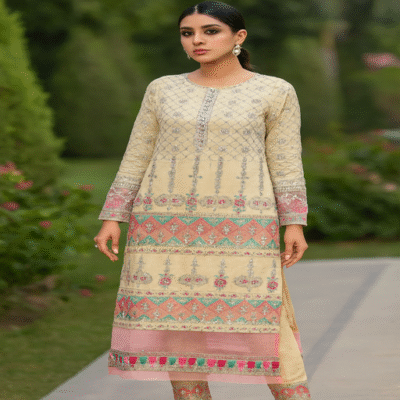 Maria B Korean Raw Silk Embroidery  2Pc -2