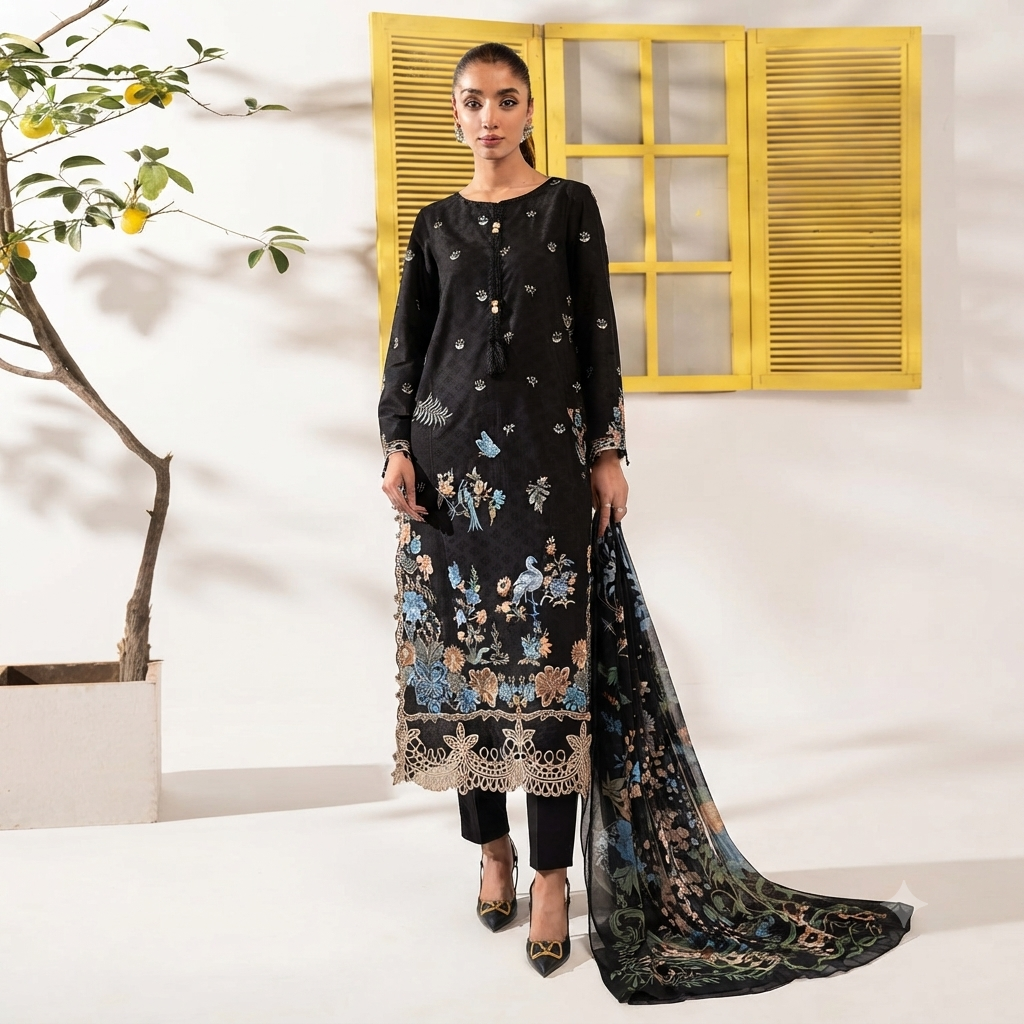 MARIA B Luxury Lawn Embroidered Shirt & Trouser | Premium Designer Collection