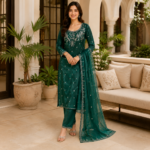 MARIA B Korean Raw Silk Embroidered 2PC | Premium Designer Wear | New Arrival